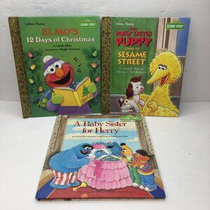 Lot 3 Little Golden Books Sesame Street Poky Puppy 12 Days Christmas Baby Sister